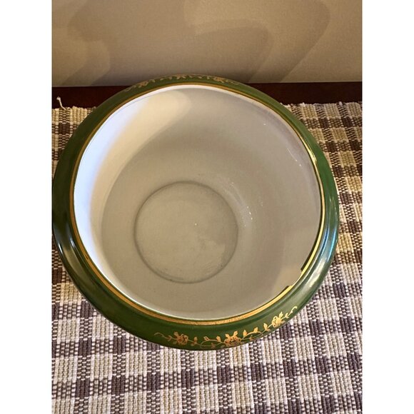 French Style Decor Andrea by Sadek Green Porcelain Planter w/ Gold Floral Trim - Picture 6 of 11